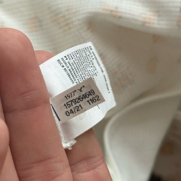 American Eagle Orange and White Floral Patchwork Top Cropped Long Sleeve Size M - Picture 9 of 10